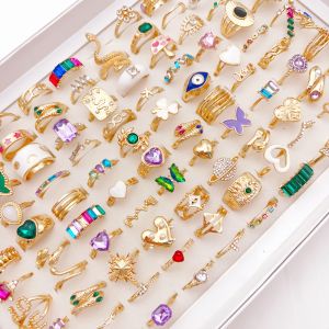 20Pieces Fashion Colorful Rheinstone Rings Set For Women Mix Eye Heart Love Spakling Jewelry Party Gifts