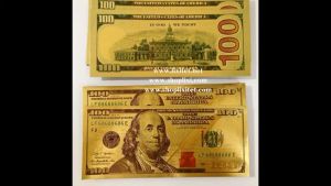 Tiền 2 Đô mạ vàng  14.8 x 6.6cm nhựa plastic  LN0037