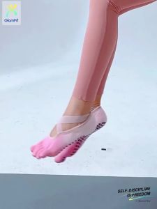 GF.ถุงเท้าโยคะ พิลาทิส แบบสวมห้านิ้ว 7 สี กันลื่น ไล่โทนสี แบบมืออาชีพ สําหรับผู้หญิง ความยืดหยุ่นสูง