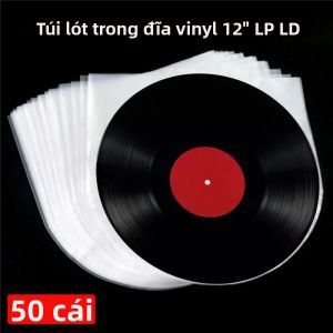 50 Chiếc Bao Bì Đĩa Than Chống Tĩnh Điện Bằng Nhựa PE Kích Thước 12 Inch Bao Ngoài Bằng Nhựa Trong Suốt Kèm Túi OPP Bên Trong 7.5 Inch Để Bảo Vệ Âm Thanh