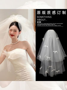 Korean Style Wedding Dress Headpiece Small Butterfly Knot Soft Tulle Bridal Veil Registration Proposal High End Feeling