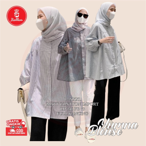 Blouse Atasan Wanita Kekinian Korean Style Lengan Panjang Jumbo Ootd Yumna Blouse Terbaru - XELLEA