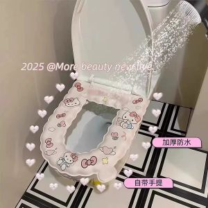 Cartoon Toilet Seat Cushion Adhesive Toilet Seat Cover Sanitary Bathroom Toilet Lid Cover Antibacterial Waterproof