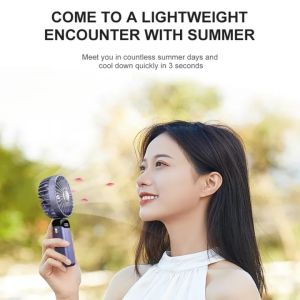 SANX Portable Digital Display Foldable Handheld Fan USB Fan Mobile Fan Hanging Neck Fan Mobile Phone Holder LED Real-time Display