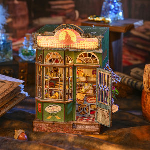 DIY Book Nook Kit 3D Wooden Doll House  With LED Light Magical Bookshelf Insert  Assembly Model Toys For Birthday Gifts Dollhous
