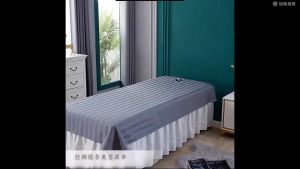 Striped Massage Table Bed Sheet Saloon Bed Cover Table Bed Cover with Face Breath Hole Anti-Wrinkle Bed Sheet Spa Salon Bed Cover