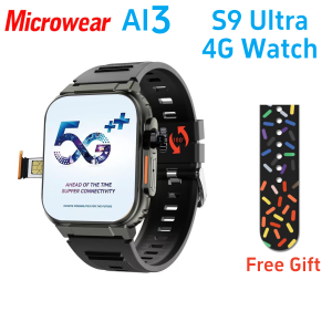Microwear Ultra Ai3 Smart Watch S9 Ultra 180° Rotating Camera Google Play GPS WIFI Amoled HD Display 4G Calling Smartwatch Men