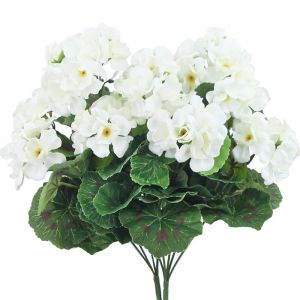 Bó Hoa Giả Geranium Đỏ 14 Inch Làm Từ Lụa Dùng Trang Trí Ngoài Trời Ban Công Sân Vườn Nhà Cửa Đám Cưới Đài Phun Nước