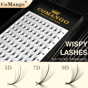 CoMango Wispy Fans Russian Volume Eyelash Extension 5D 7D 9D Pointy Base Premade Hybrid Fan Natural Black Lash Cosmetics