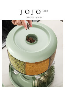 Mr. Grocery Rotating Grain Storage Jar Large Capacity over 5L Egg Storage Kitchen Storage Container Chinese Style Plastic