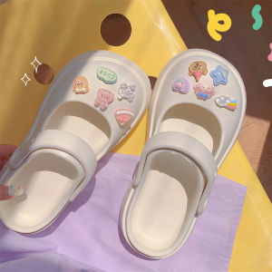 Giày Lỗ Đế Dày Mary Jane Kẻ Sọc Nhỏ Nữ Giày Đi Biển Đi Bên Ngoài Chống Trượt Mùa Hè Dép Sục Bít Mũi Đáng Yêu Instagram