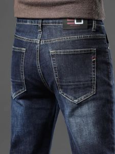 High-End Mens Slim Fit Stretchy Jeans Spring Autumn Trendy Brand Straight Leg Casual Long Pants Versatile Comfortable Cotton Denim
