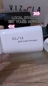 Vizsla SG 65W GaN USB Travel Charger 3-Ports FAST CHARGE 2TYPE-C 1USB-A SMART CHIP | ip15 charging ready