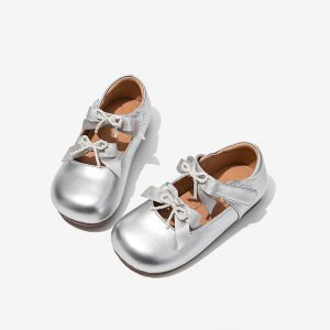 Princess Style Girls Shoes Soft Bottom Mary Janes Silver Spring Autumn Single Shoes Childrens Footwear Comfortable Kids Boots