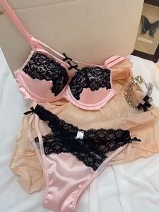 Hormones💗💗ชุดชั้นในลูกไม้เซ็กซี่ เซ็ต 2 ชิ้น 5 สี สิ่งล่อใจ การออกแบบแบบกลวง การตกแต่งโบว์.