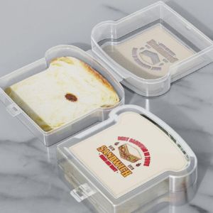 Reusable Sandwich Container Sealed Food Container Transparent Bread Box Food Portable Toast Sandwich Box Durable Eas
