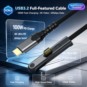 DOONJIEY USB3.2 Cable 20Gbps 4K 100W For Thunderbolt 3 Type C Fast Charging Cord 4K USB C to C Data Transfer Phone Holder Cable