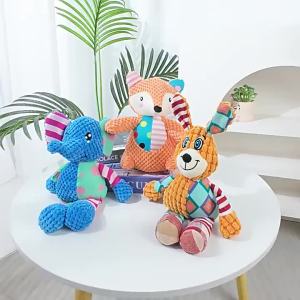 Soft Cute Animals Pet Plush Squeaky Toy Bite Resistant Interactive Dog Chewing Toy Molar Teeth Cleaning For Puppy Pet Supplies