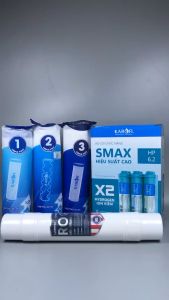 Combo 10 lõi lọc nước Karofi gồm bộ 3 lõi lọc thô 123 SMax Pro màng RO100US và bộ hiệu suất HP6.2 dành cho máy KAQ-U05 KAQ-U95 S-S038... - Hàng chính hãng