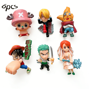 Bandai | 6pcs One Piece Anime Figure Set,PVC Model Toy 3-4cm Mini Collectible Figurine Car Desktop Cake Decor Gift for Anime Fans Kids