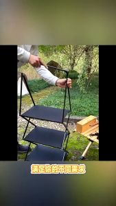 Camping Foldable Rack Basket 2 Layer 3 Layers Shelf Aluminum + Cloth Outdoor Hanger Tripod Stand Tableware Rak Lipat