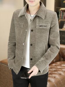 HENGYUANXIANG | Hengyuanxiang 2025 New Style Mens Slim Fit Jacket Collar Spring Autumn Fashion Casual Polyester Fiber Long Sleeve Single Button