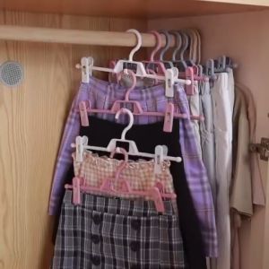 [COZZY]Penyangkut Seluar Dengan Klip/Anti- Slip Pant Hanger Rotatable Stackable Seamless Household Stretch Pants Rack with Buckle Hanger/防滑裤衣架