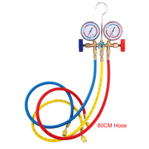 Air Conditioning Pressure Gauge with Hose and Hook 3 Way AC Diagnostic Manifold Gauge Set for Freon For R12 R22 R404A R134a