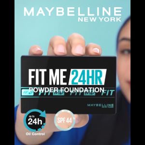 MAYBELLINE Fit Me Matte + Poreless Powder Foundation 24H Oil Control SPF 44 / PA++++ | Bedak | Two Way Cake TWC | Waterproof | Long Lasting Tahan Lama | Fullsize & Refill (BPOM)