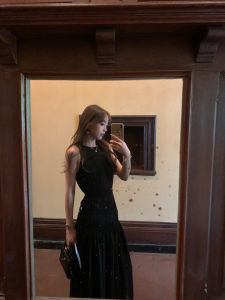 Elegant Black Swan LE LALIN Dress Garment Heavy Embossing Elastic Waist Paper Thin Design Summer Season Ladies Fashion