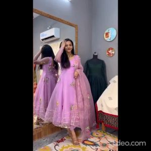 BEAUTIFUL PARTY WEAR LOOK ORGANZA PRINTED FLAIR GOWN WITH DUPATTA