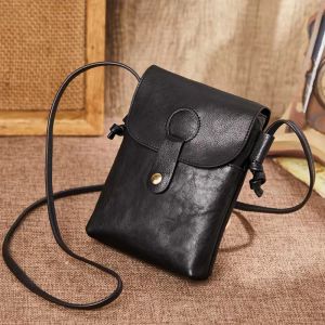Nasman Vintage Top Layer Cowhide Mobile Phone Bag Small Elegant Shoulder Crossbody Bag Spring Summer New Style Soft Leather