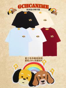 เสื้อยืดแขนสั้นผู้ชาย GCHCANIME Pure Cotton Summer Casual Style Sausage Dog Print Breathable Comfortable Loose Fit