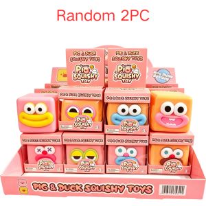 Schylling | New Trending Square Big Eye Sausage Lip Pig Duck Squeeze Toy Stress Relief Sensory Fidget Toy