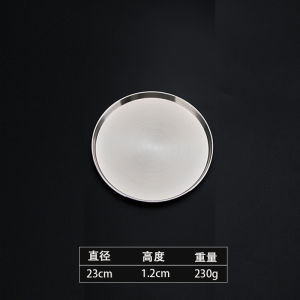 Korean Style Stainless Steel Gold round BBQ Plate Flat Bottom Tray Bone Dish Commercial Roast Meat Shallow Tray Dessert Cake Plate