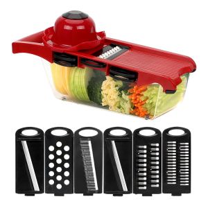 Multi-function Vegetable Cutter Mandoline Slicer 6 Blades Grater Potato Peeler Kitchen Gadget