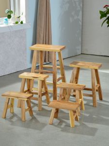Wooden Low Stool for Bathroom Laundry and Adult Use