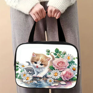 1 piece of DIY Mosaic set with crystal and diamond diamond painting bag cute animal pattern portable travel bag with zipper
