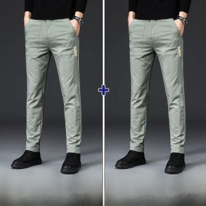 ROMON | Romon Mens Casual Pants Slim Fit Straight Leg Business Suit Elastic High End Long Trousers Autumn Winter Fashion City Style