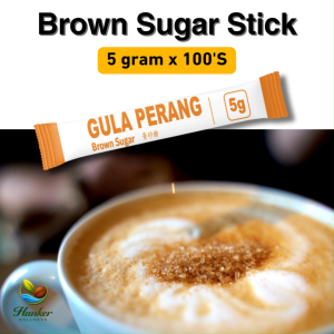 Brown Sugar Single Serve Sachet Gula Perang Paket Individu 黄砂糖 黄糖包 咖啡厅专用 100 Sachet Halal