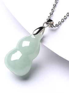 Natural Myanmar Pure Natural Jadeite Calabash Pendent Necklace Jade Pendant Ornament for Girlfriend Birthday Gifts