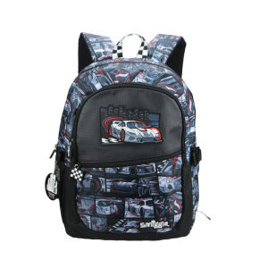 Australia smiggle original childrens schoolbag boys backpack waterproof Black racing car handle bag 7-12 years old 16 inches