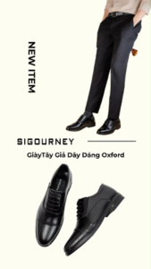 Giày Da Nam Giả Dây Dáng Oxford Lịch Sự SIGOURNEY SIG-51 Bảo Hành 18 Tháng