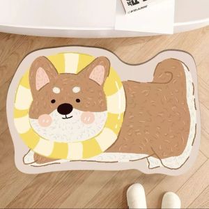 VIKAMA Cute Dog Shaped Floor Mat Non-Slip Cartoon Poodle Bath Mat Bedroom Rug Entryway Bathroom Indoor Home Decor Doormat