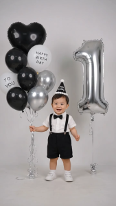 32inch Number Balloon 0-9 Black Silver Happy Birthday Balloon Set Birthday Party Decoration Foil Balloon