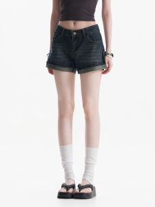 zuocisankon | Quần Short Jean Cổ Điển Gập Cuffs
