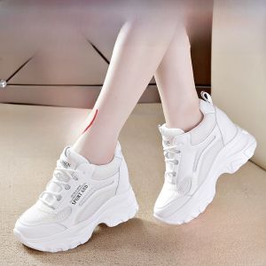 Breathable Leather Mesh Womens Dad Shoes Spring Summer Trend Soft Bottom High Insole Casual Shoes Comfortable All-Match