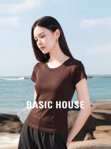 Basic House | Simple Round Neck Short Sleeve T-Shirt