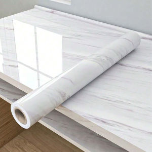 Glossy Marble Contact Paper for Countertops Waterproof Wallpaper Peel and Stick Countertop Contact Paper Self Adhesive Kitchen