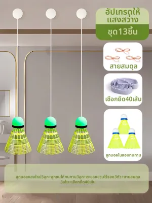 SHENWO | เครื่องฝึกเล่นแบดมินตันสำหรับคนเดียวพร้อมไฟภายในบ้าน